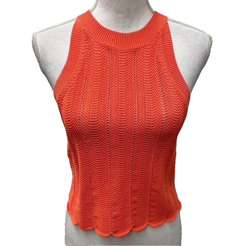 Wilfred Halter Sweater Knit top Womens Small Orange Summer Festival Going Out